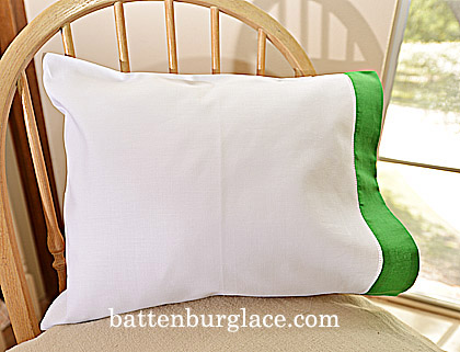 Hemstitch Baby Pillowcases, Mint Green color border, 2 cases